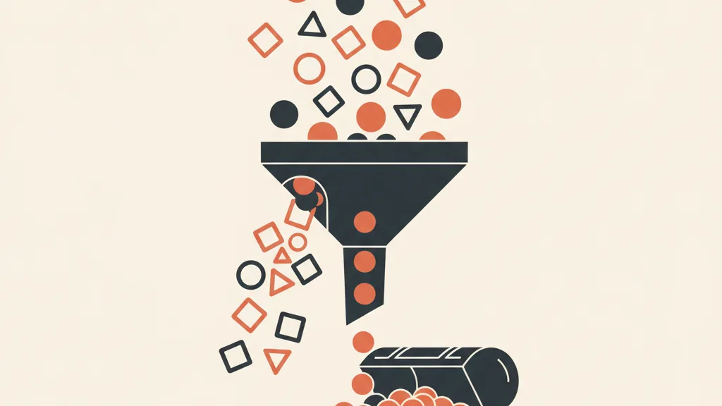 Illustration of a funnel filtering leads, letting only real customers drop through to the bottom